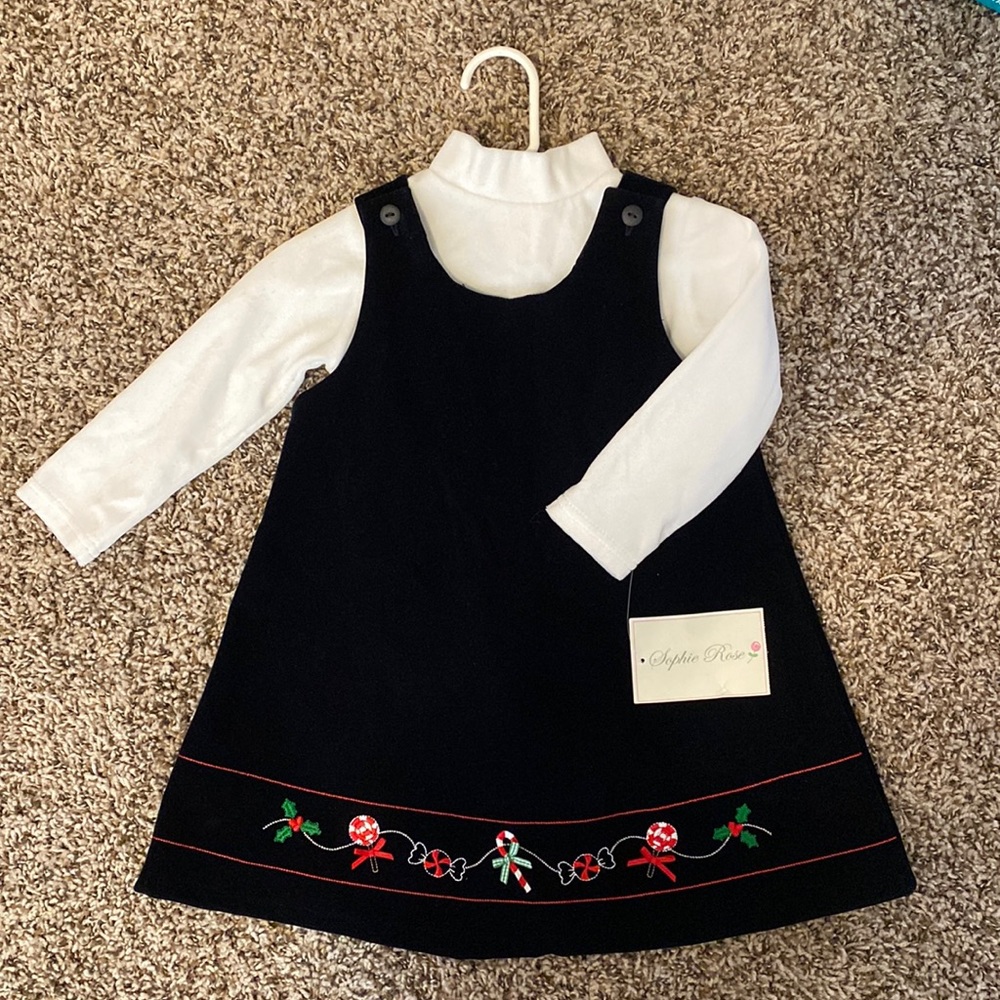 NWT Sophie Rose Black Velvet Christmas Dress 24 Month